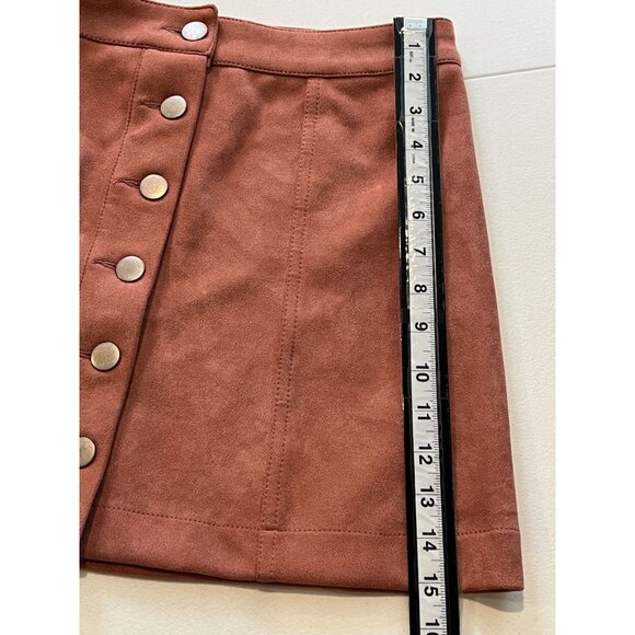 Forever 21 Skirt Womens Sz 25 0 XS Mini Faux Suede Pink Button Down Fall Casual - Picture 11 of 13